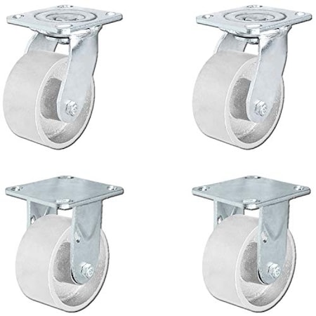 Casterhq 4"x2" Steel Wheel Casters, Casters 2 Swivel and 2 Fixed Ca, PK4 HD-4X2SS-2S2F